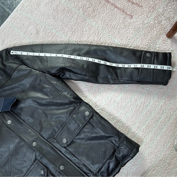 NWT Emporio &Co Dark Brown Faux Leather Jacket Coat Size XXL Fits like a Large - Picture 10 of 16